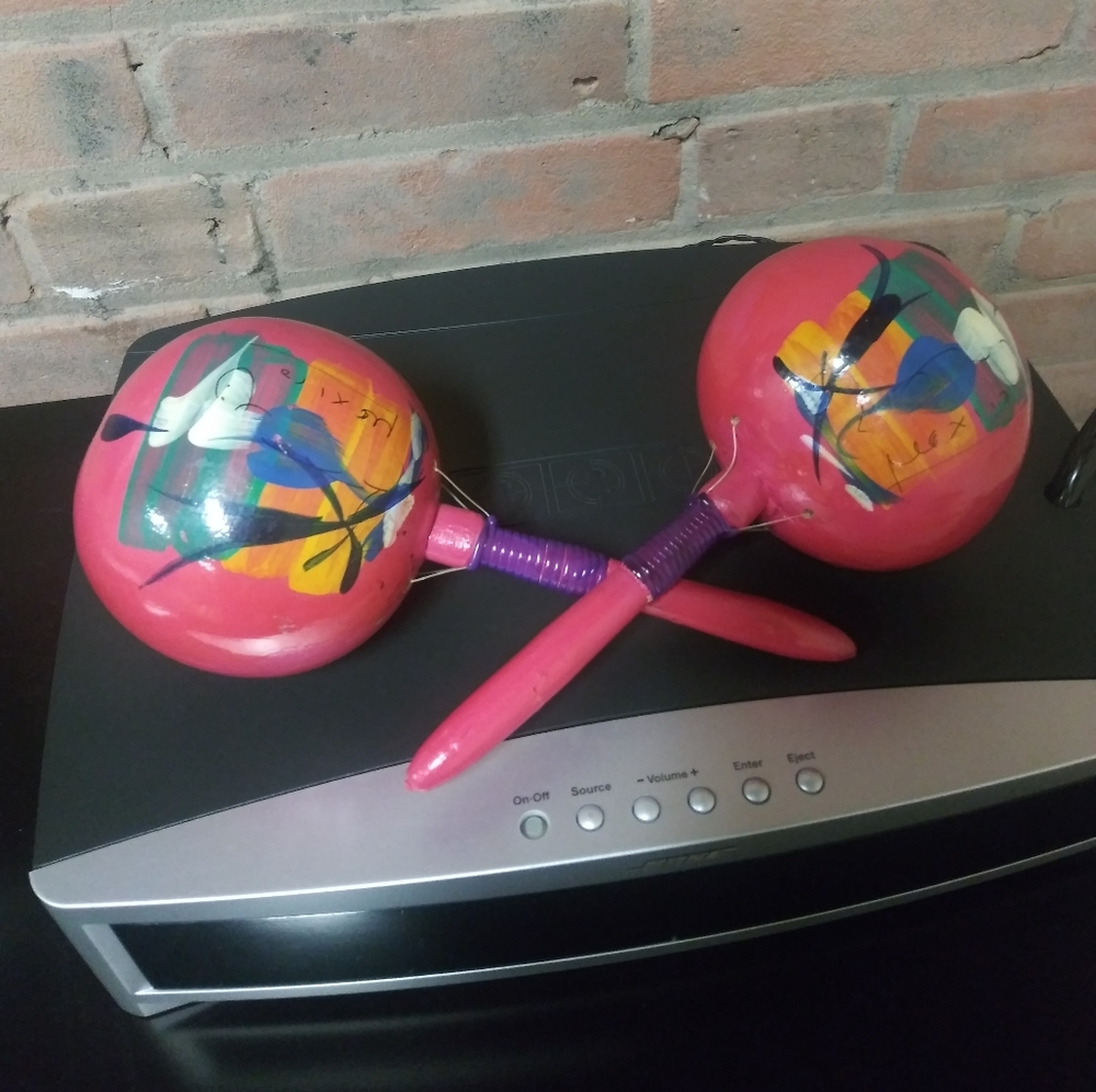 Beautiful Hand Painted Large Wooden Maracas